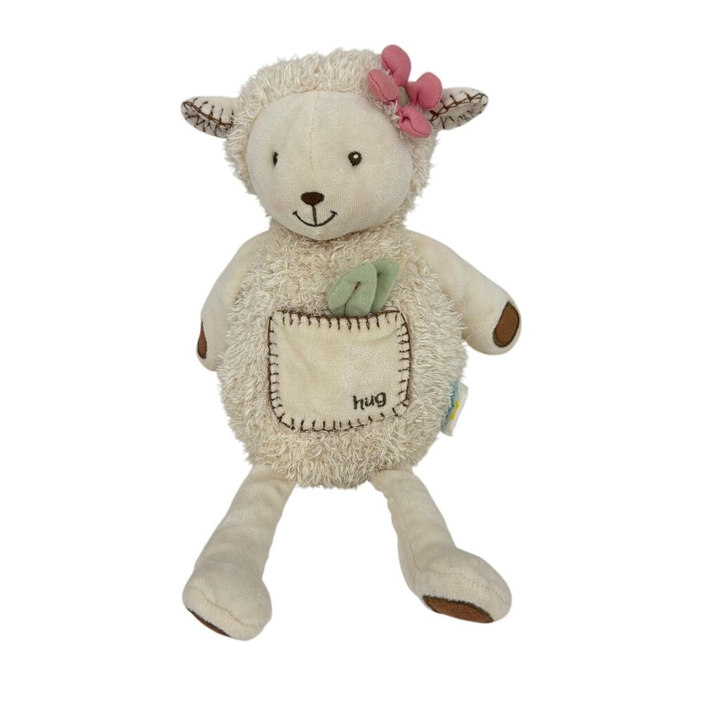 Eden Lucy Lily Lamb Cream Hug Pocket Plush Baby Toy Stuffed Animal 12 Inch